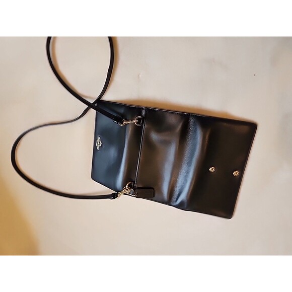 COACH BLACK LEATHER DOWNTOWN CLUTCH HANDBAG SHOULDER BAG Crossbody CONVERTIBLE - Picture 4 of 5